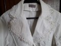 Лятно бяло сако без подплата с външни джобове и дантели, снимка 3