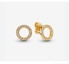 Обеци Sparkling Circle Stud Earrings | Gold plated | Pandora , снимка 1 - Гривни - 38366163