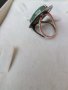 Дизайнерски сребърен пръстен със зелен ахат ръчна изработка, снимка 4
