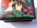 Стара руска лакова кутийка кутия папие маше ръчно рисувана, снимка 2