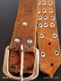 Винтидж кафяв кожен колан с капси и монети много красив 44288, снимка 2