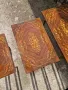 Страхотен к-т от 3 броя антикварни английски дървени масички с интарзия , снимка 7