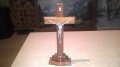 поръчан-Кръст С ХРИСТОС от дърво и метал на поставка-25Х11Х4СМ, снимка 1