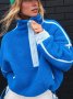Нов дамски едноцветен ежедневен плетен пуловер с половин цип и висока яка, 2цвята - 023, снимка 1