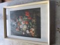 Стара картина Натюрмот с цветя и плодове , снимка 1 - Картини - 27398875