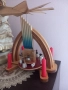 Немски дървени старинни Коледни въртележка и свещник, снимка 5