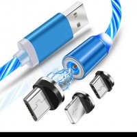 Светещ Магнитен Лед кабел за зареждане, снимка 2 - USB кабели - 32989938