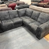 Сив кожен ъглов диван - телешки бокс "Galleria", снимка 1 - Дивани и мека мебел - 39972966