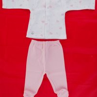 Памучен бебешки комплект за новородено в розово и бяло марка babidu , снимка 4 - Комплекти за бебе - 32920893
