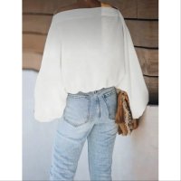 Уникален бял топ Бохемия  , снимка 5 - Блузи с дълъг ръкав и пуловери - 40610385