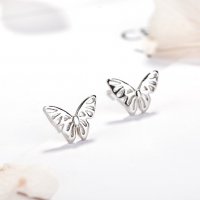Сребърни Обеци Пеперуда - 925 печат сребро BA202, снимка 3 - Обеци - 28147390