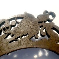  Стар бронзов медальон-рамка със сатанински елементи, снимка 10 - Други ценни предмети - 43698454