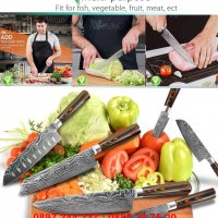 Нож дамаска стомана - код 2564, снимка 6 - Прибори за хранене, готвене и сервиране - 28262913