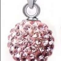 Outlet Sale Сребърно колие топче с кристали,pink/Сребърни висящи обеци топчета с кристали,pink/нови, снимка 1 - Колиета, медальони, синджири - 38007153