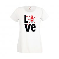Дамска тениска Свети Валентин Love Gnome, снимка 3 - Тениски - 35648124