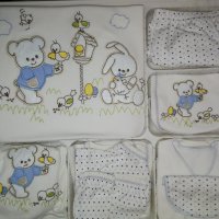 Бебешки комплект, кутия за изписване, памучни дрешки за момче. , снимка 3 - Комплекти за бебе - 35606539