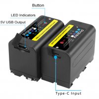 USB батерия  NP-F780 6800mAh с тестер за ниво на заряда, снимка 2 - Батерии, зарядни - 39615529