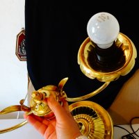 Настолна лампа от месинг с позлата 4.5 кг. , снимка 7 - Настолни лампи - 32473457