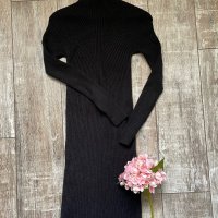 Черна класическа нова елегантна ежедневна еластична рокля рипс рипсена, снимка 4 - Рокли - 43379453