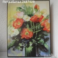 44х34 см   Картина - красиви цветя, платно, ярки цветове, снимка 1 - Картини - 37405678