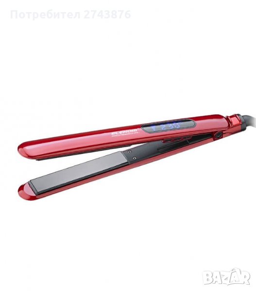 Преса за коса ЕЛЕКОМ ЕК-1261, Дигитален терморегулатор, 54W, червена, снимка 1