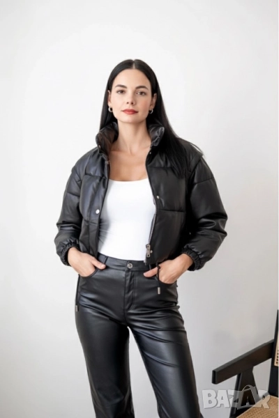 Дамско зимно кожено яке  2 в 1 , снимка 1