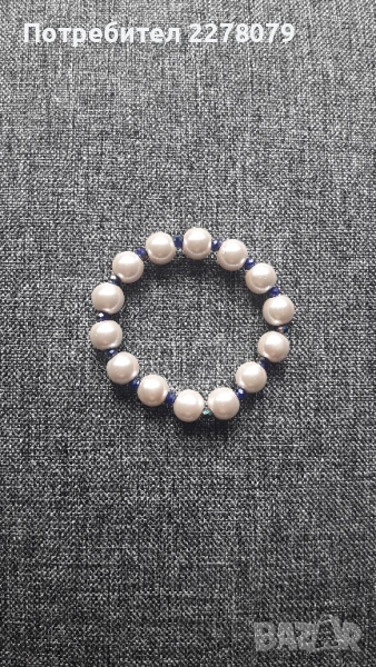 Гривна от перли и кристали - ръчна изработка, снимка 1