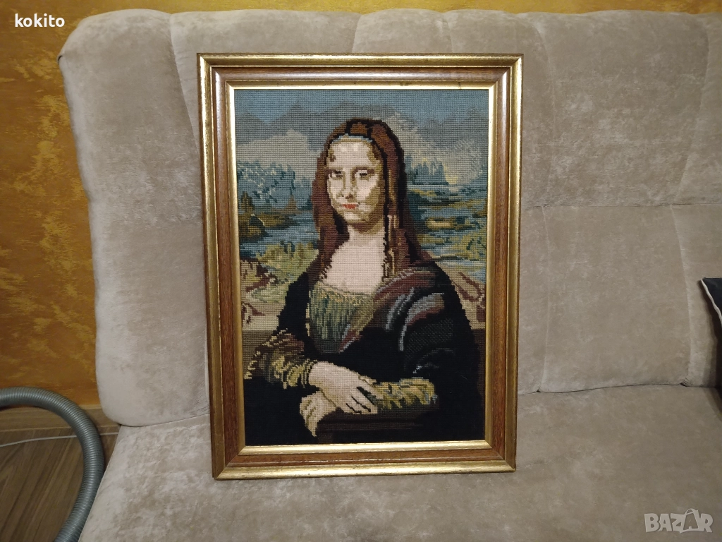 Гоблен Мона Лиза с дървена рамка , снимка 1