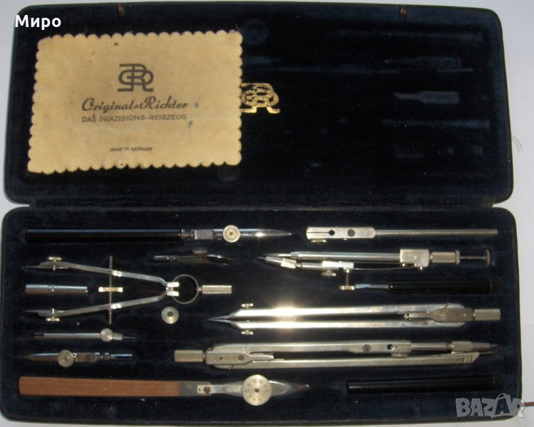 Продавам старинен чертожен комплект, снимка 1