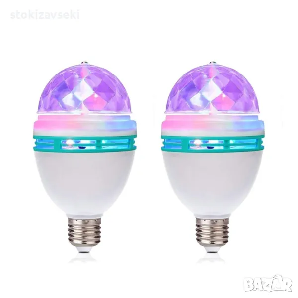 Диско LED лампа, въртяща се крушка - автоматично въртене с кристални топки, снимка 1