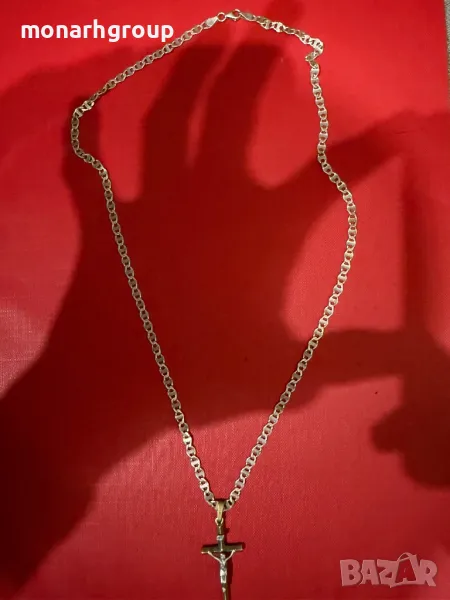 Сребърен ланец с кръст, снимка 1