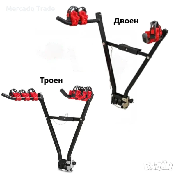 Багажник за кола за два/три велосипеда Mercado Trade, За теглич, снимка 1