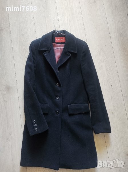 Черно вталено вълнено палто , снимка 1