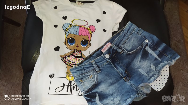 Разкошен лот къси дънкови панталонки и блузка с LOL, снимка 1
