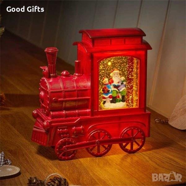 Светещ Коледен локомотив с Дядо Коледа, Коледна украса, снимка 1