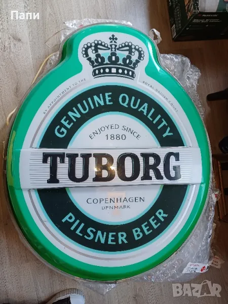 Огромна,светеща табела на Tuborg от 80-те год., снимка 1