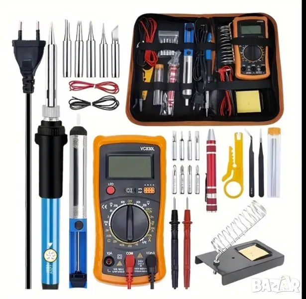 Професионален Комплект за Запояване и Ремонт с Мултицет VC830L, Поялник + Вакуумна Помпа + Калъф!, снимка 1