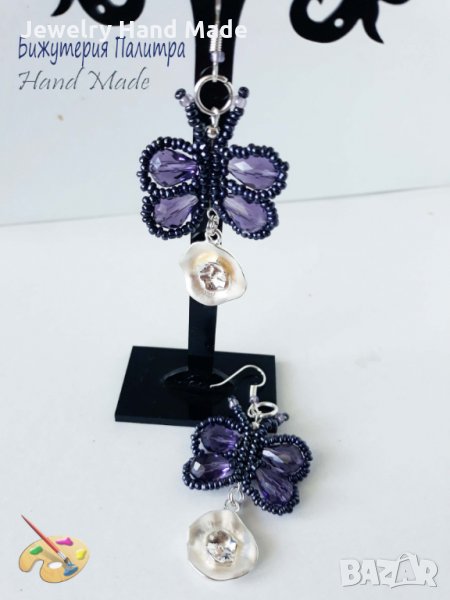 Нежни обеци"Пеперуди"-ръчно изработени, снимка 1