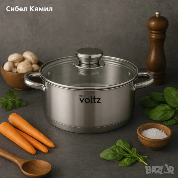 Тенджера Voltz Плитка, Индукция. Неръждаема стомана, снимка 1