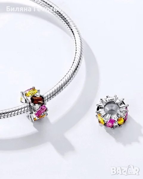 Сребърен талисман за гривна Пандора Дъга Модел 081, снимка 1