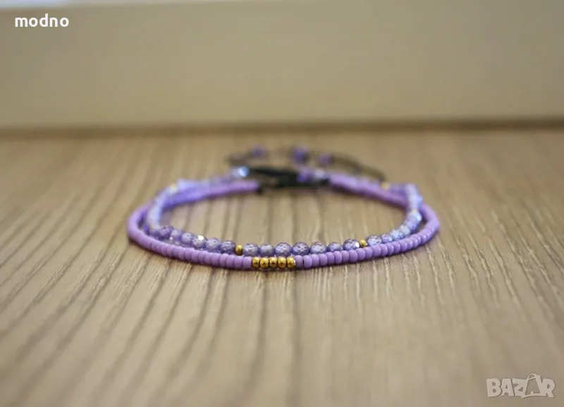 Минималистичен сет от две гривни в красива лилаво златна комбинация!, снимка 1