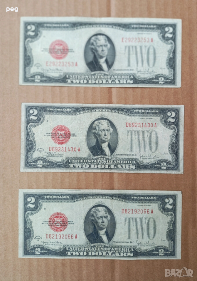 Банкноти $2 долара 1928 г. Red Seal /червен печат/, снимка 1