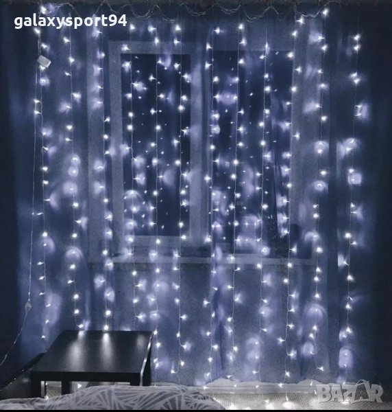   ЛЕД Завеса Водопад За външна и вътрешна украса Бял цвят, снимка 1