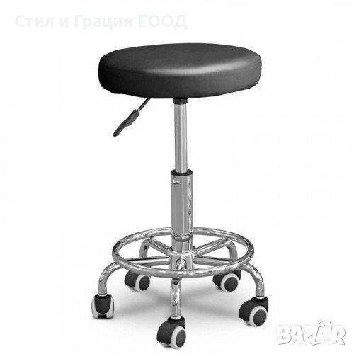 Козметичен стол - табуретка FM004-3 48/61 см бяла / черна, снимка 1