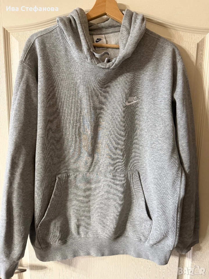 Нов оригинален памучен памук мъжки  суичър сив ватиран 100 % оригинален марков Nike nike Найк , снимка 1