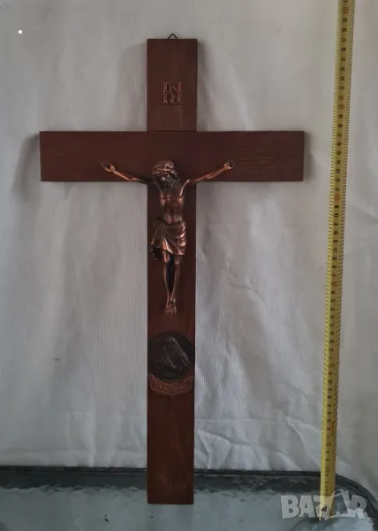 Стенен кръст Исус INRI 1950 г, снимка 1