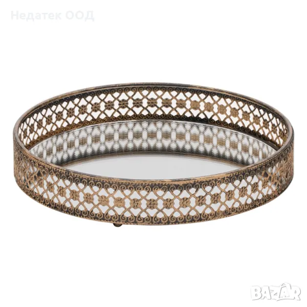 Поставка за свещи, Tray Mirror Bronze Rail, 30x4 см, снимка 1