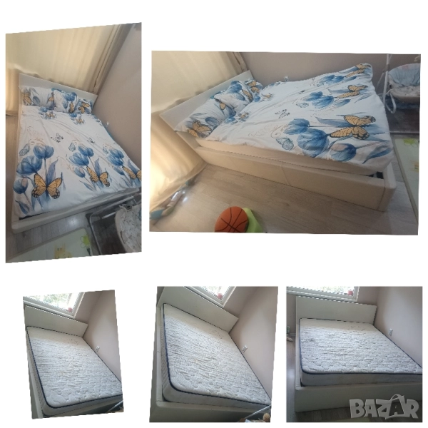 Легло /спалня + 2 нощни шкафчета + матрак + повдигащ механизъм и подматрачна рамка , снимка 1