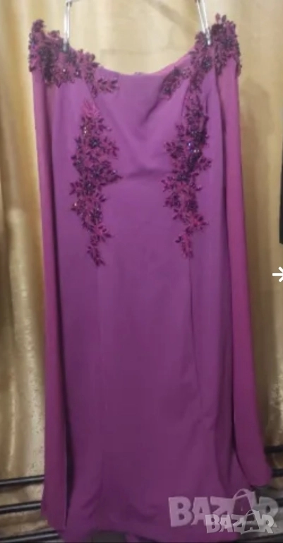 Елегантна лилава рокля с камъни, снимка 1
