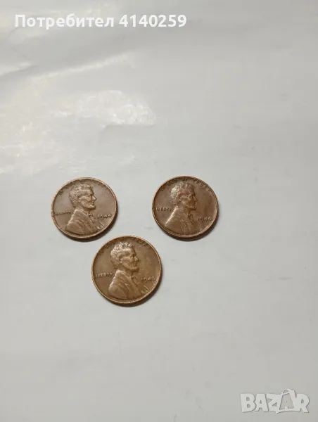 САЩ монети 1 цент 1944 1945 1946 г , снимка 1